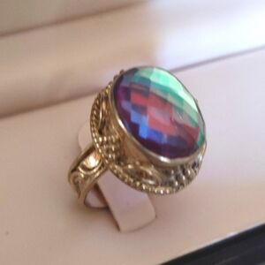 Faceted Mystic Topaz Ring 8-8.5